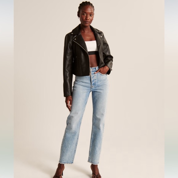 Abercrombie Vegan Leather Motorcycle Biker Jacket 2XS extra extra small - Picture 4 of 8